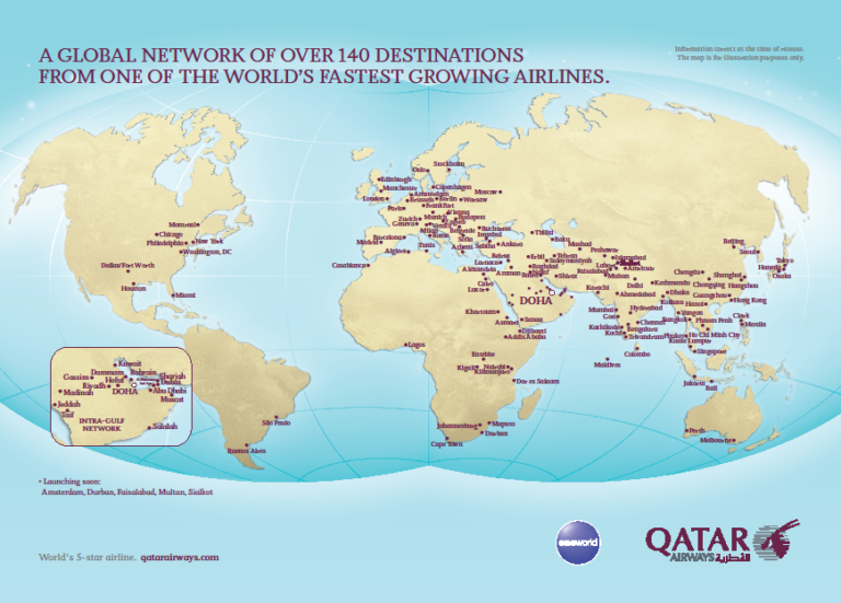 Qatar Airways Route Map Europe United States Map