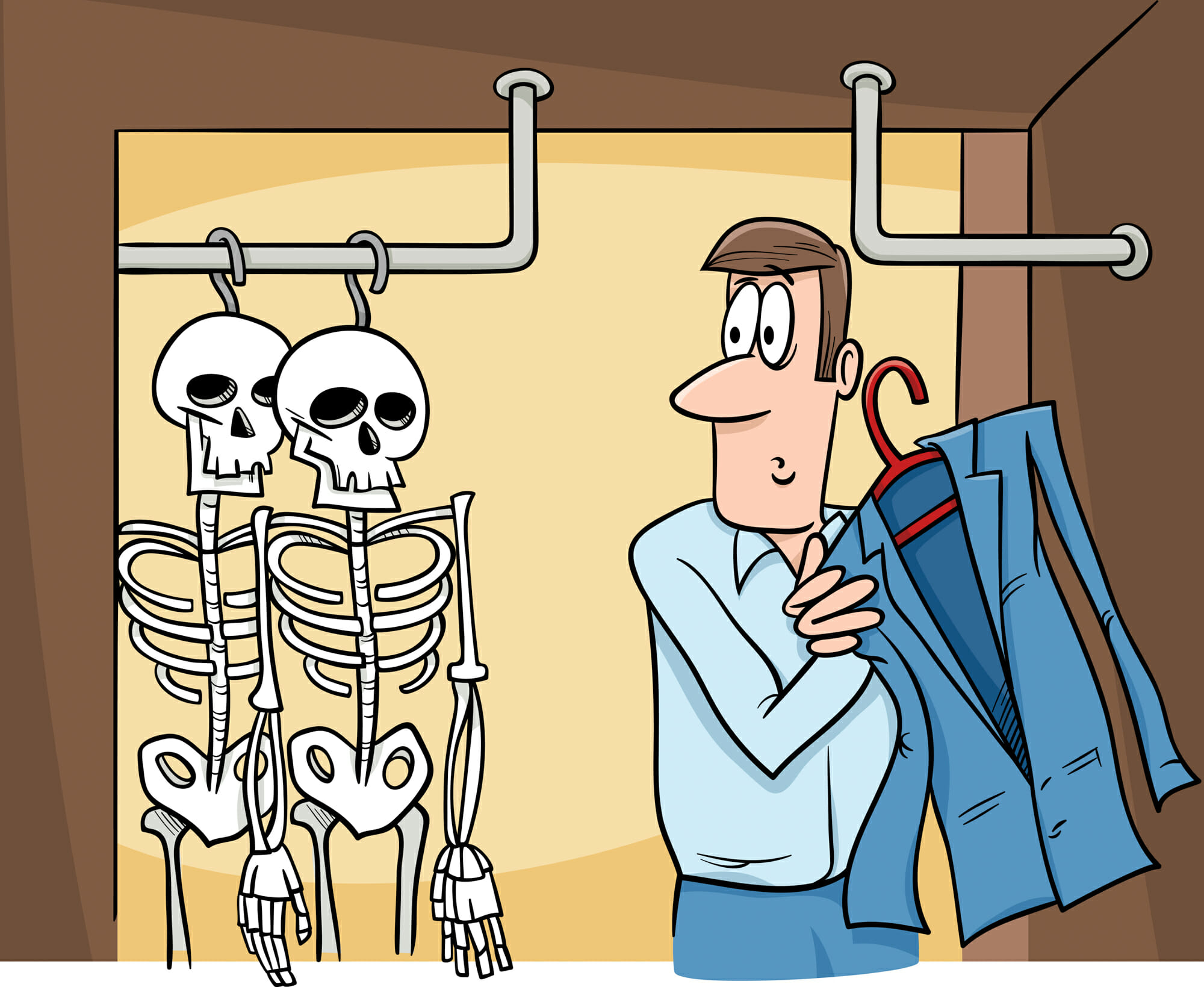 скелет в шкафу карикатура